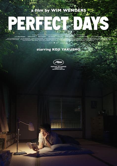 Jan 22, 2024 · Perfect Days was recently shortlisted for Best International Feature Film at the 2024 Academy Awards. It will begin its theatrical rollout on February 7, 2024, courtesy of NEON. 10.0 10. Wim Wenders' piece of slice-of-life cinema is the genre at its finest, grounded by a meaningful story and a masterfully empathetic performance from Kôji Yakusho. 